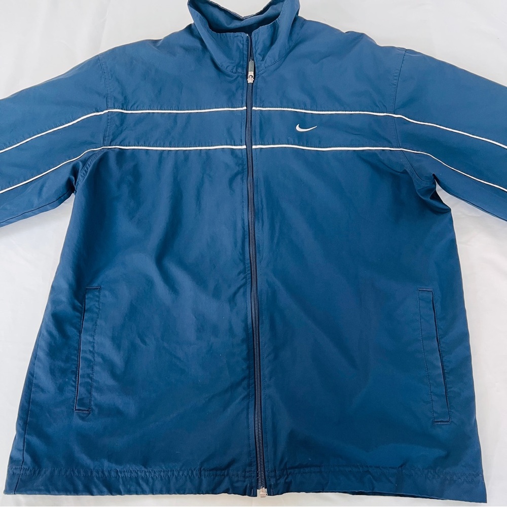 Nike Vintage Y2K Navy & White Windbreaker Jacket Mini Swoosh Mens Size‎ Large
